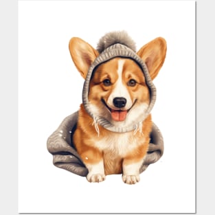 Winter Pembroke Welsh Corgi Dog Posters and Art